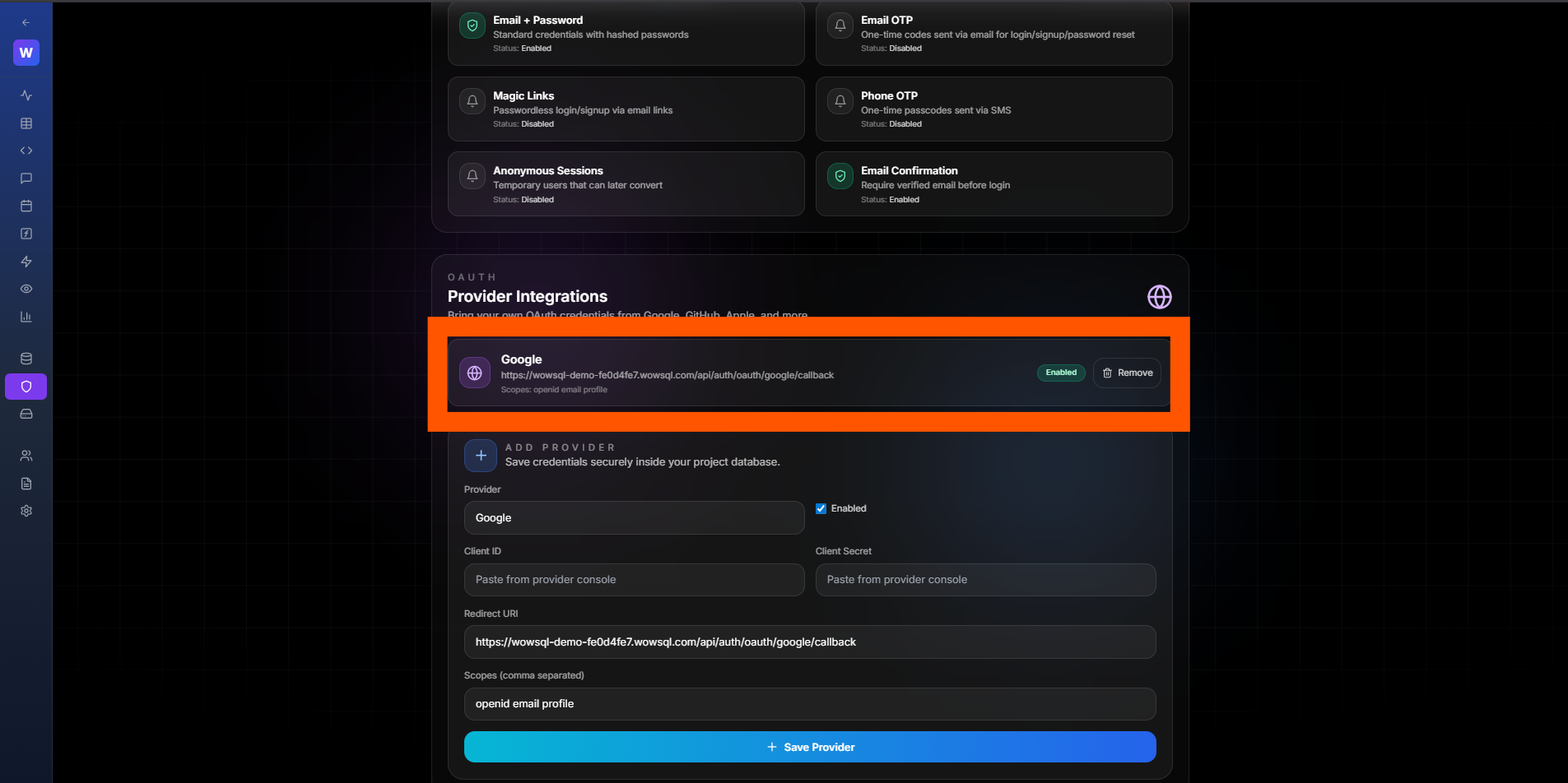 Authentication Enabled